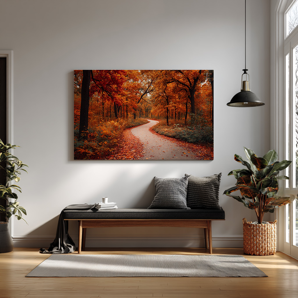 Autumn Journey – Golden Forest Pathway Wall Art — alternate view