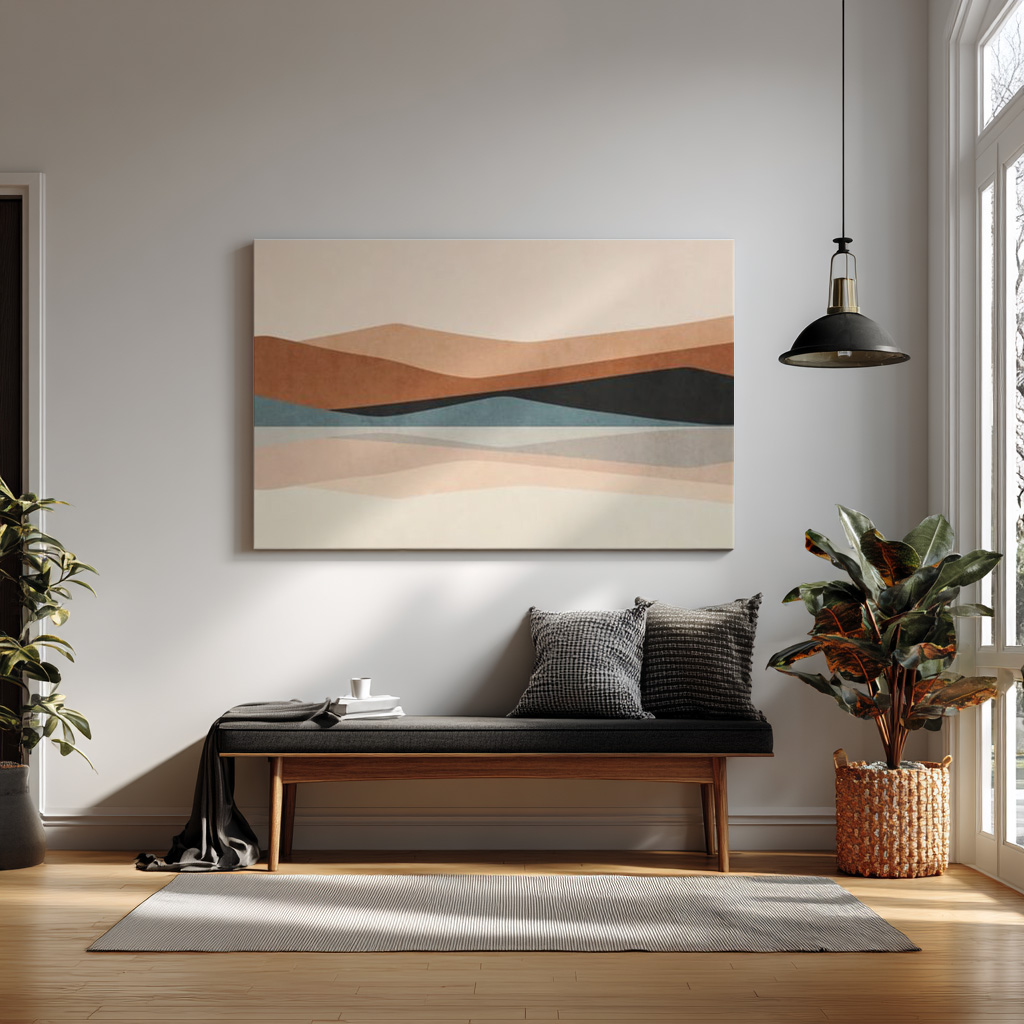 Sculpted Horizons – Minimalist Earth-Toned Landscape Wall Art — alternate view