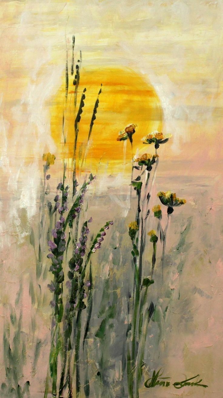 Golden Dawn Wildflowers – Serene Sunrise Floral Wall Art