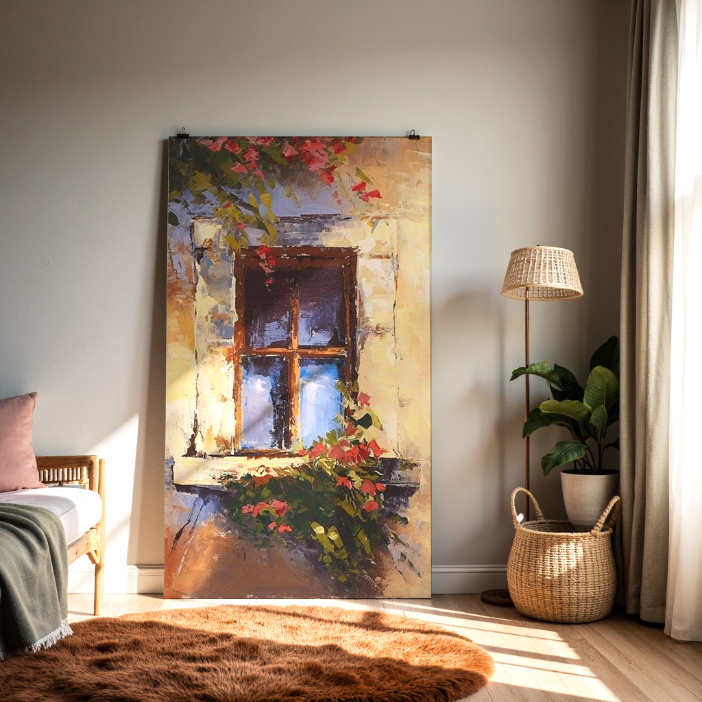 Rustic Window Bloom – Vintage Floral Wall Art — alternate view