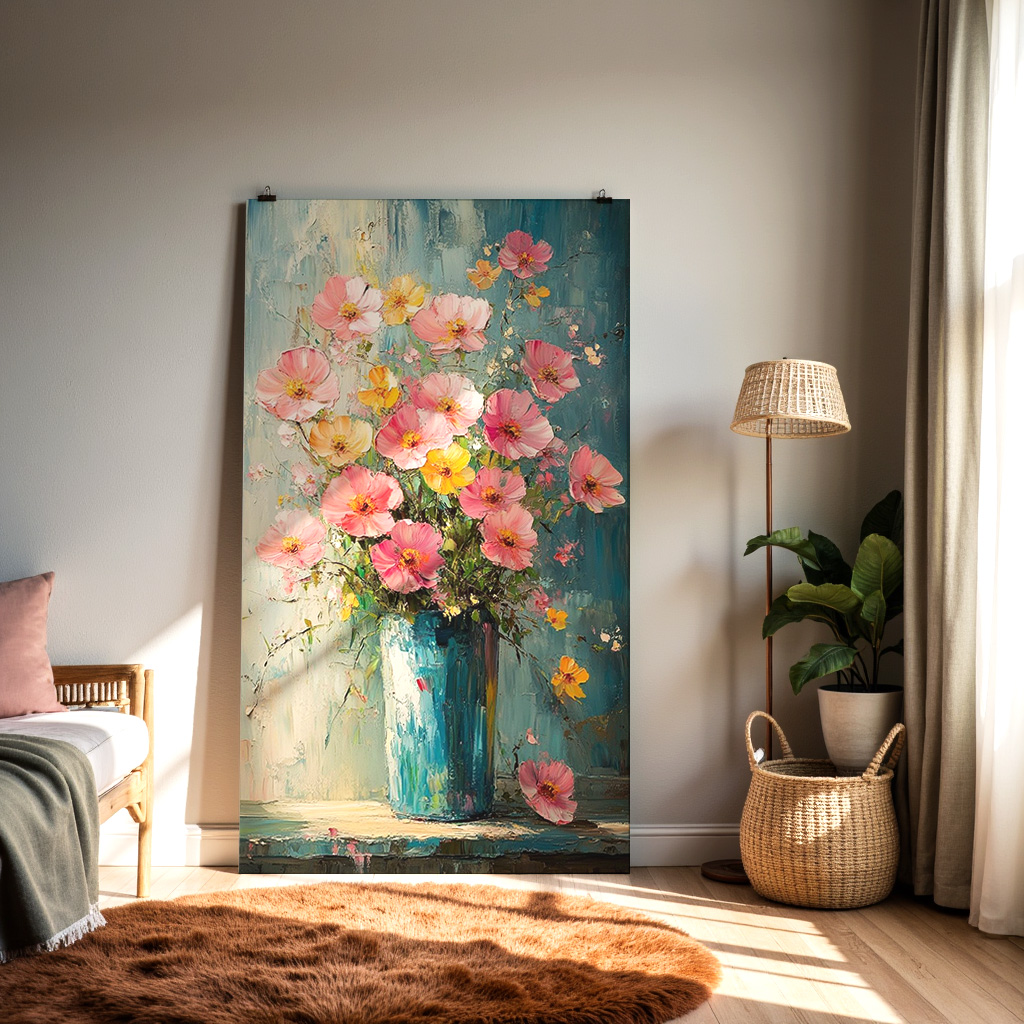 Radiant Blossoms – Textured Floral Bouquet Wall Art — alternate view