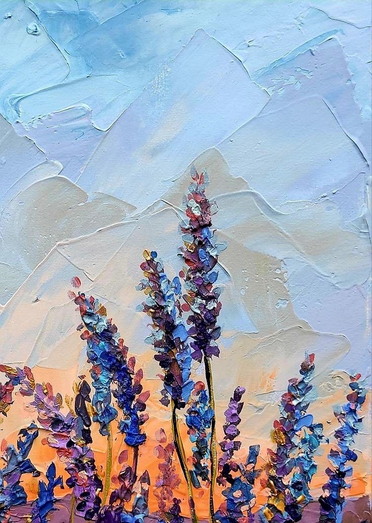 Lavender Dawn – Textured Floral Sunrise Wall Art