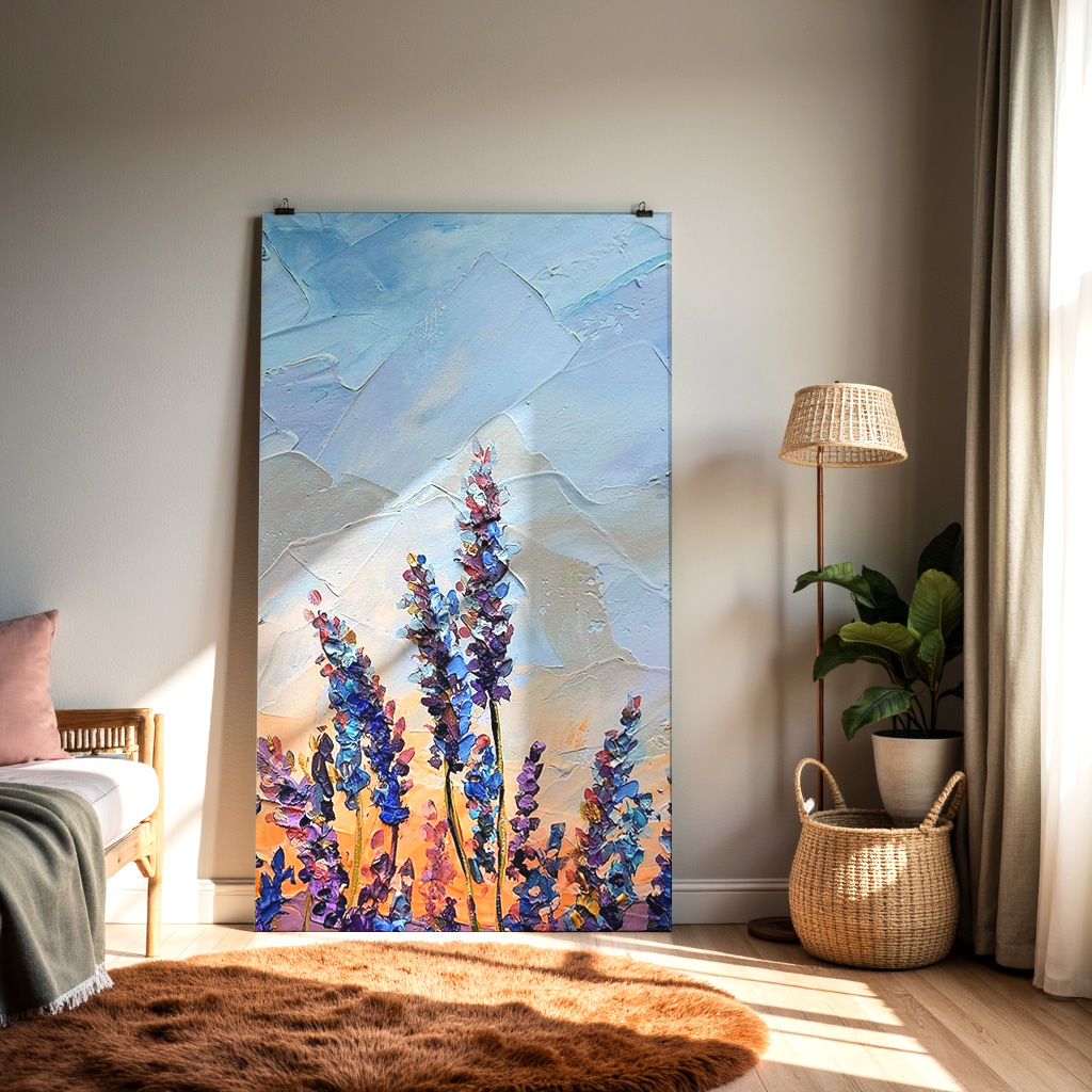 Lavender Dawn – Textured Floral Sunrise Wall Art — alternate view