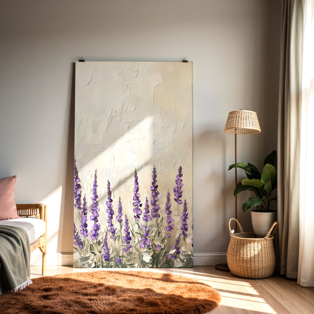 Lavender Dreams – Textured Purple Wildflower Palette Knife Art — alternate view