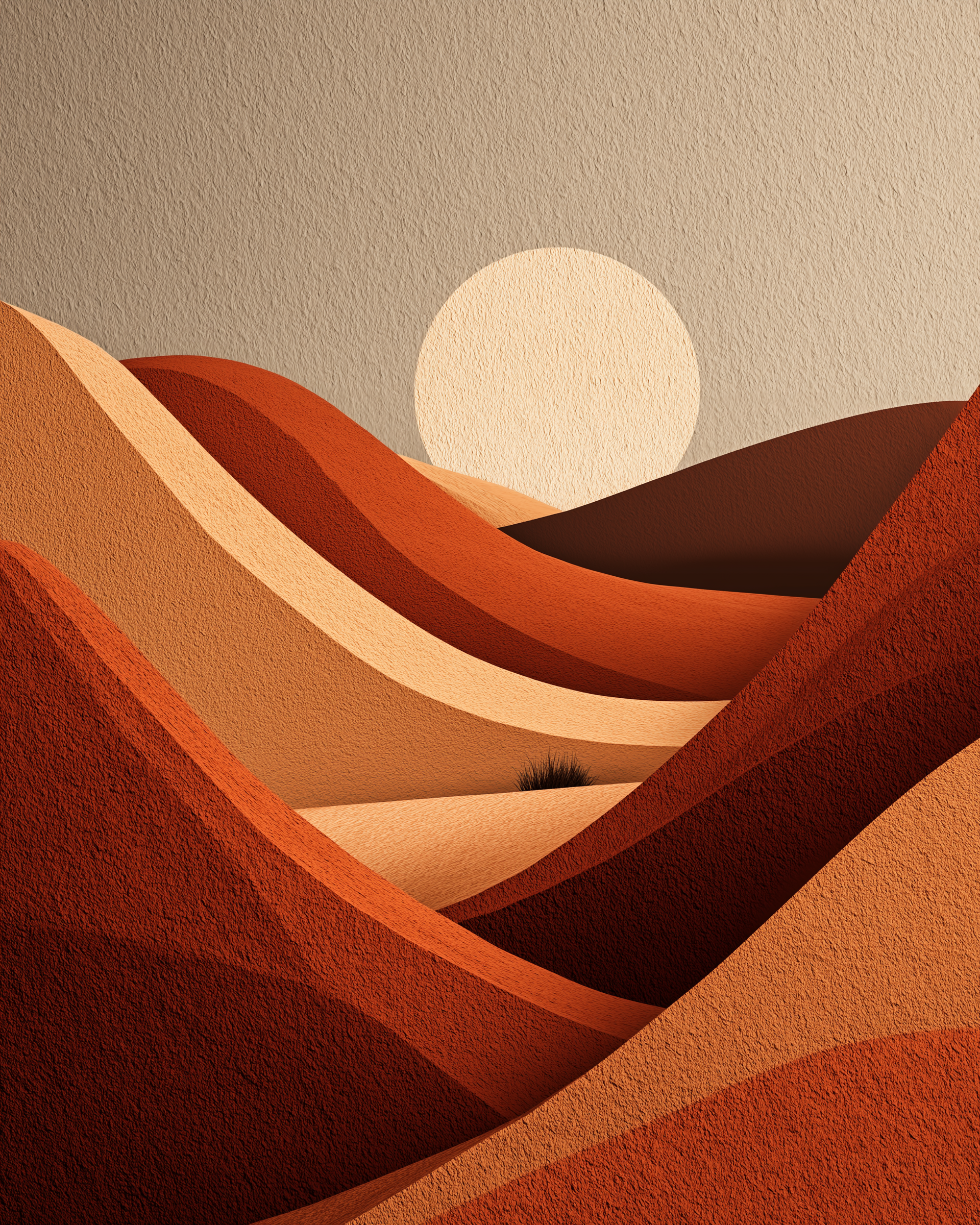 Minimalist Desert Sunset Wall Art – Abstract Sand Dunes Landscape Canvas Print