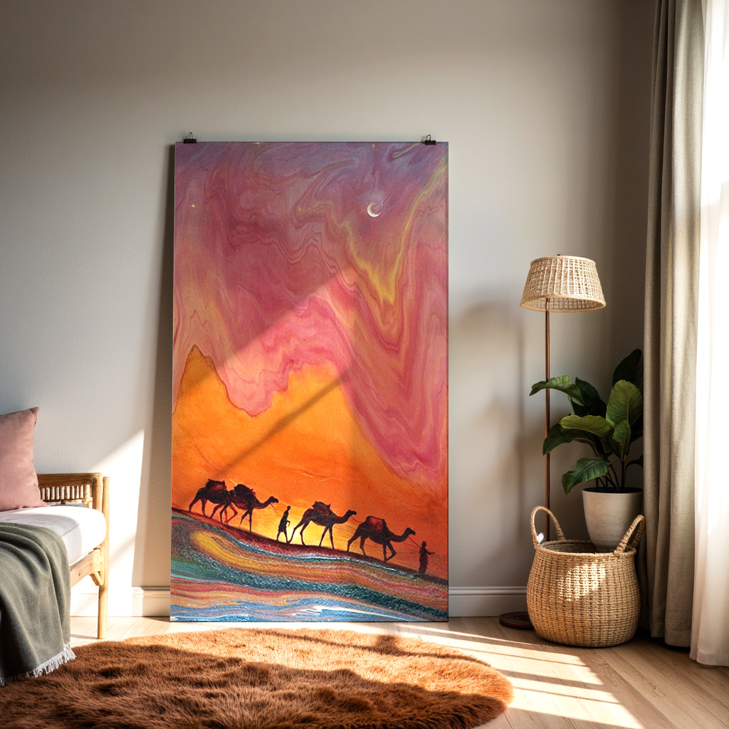 Caravan Beneath the Crimson Sky — alternate view