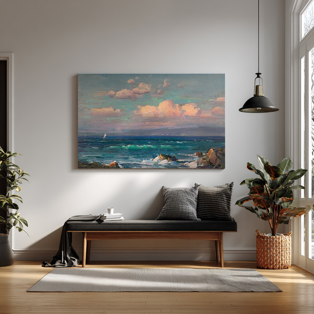 Pastel Horizon – Tranquil Seascape Ocean Wall Art — alternate view