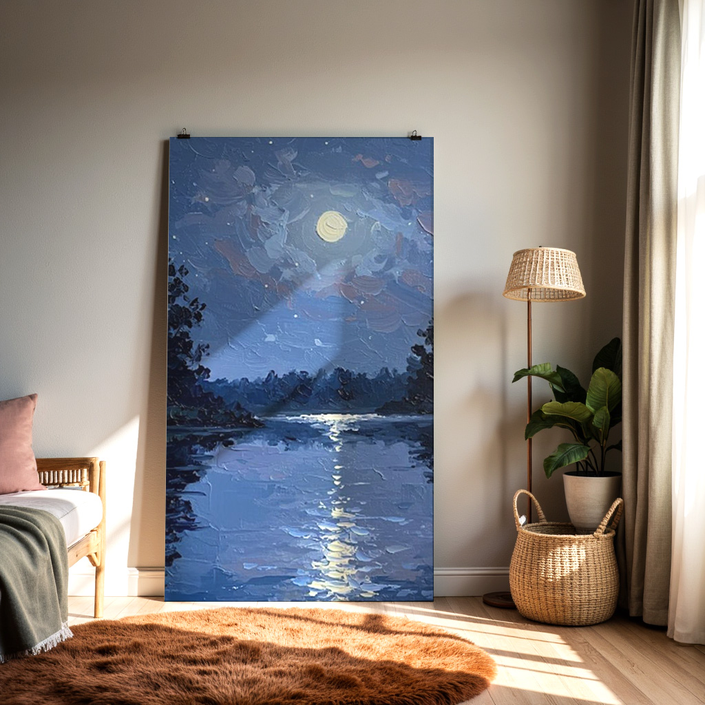 Moonlit Serenity Over Calm Waters — alternate view