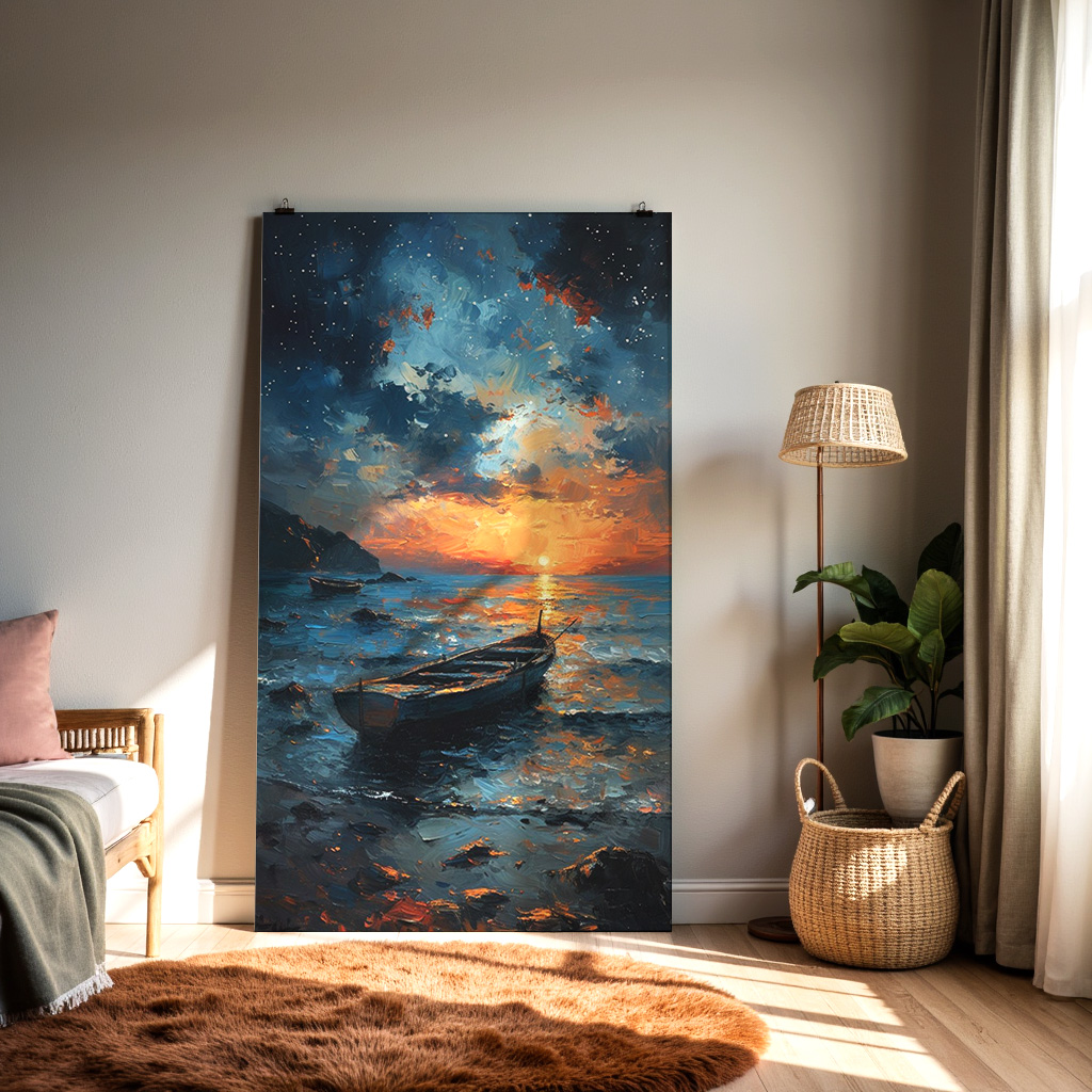 Starlit Sunset Over the Shore — alternate view
