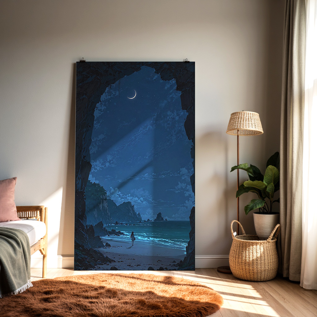 Moonlit Passageway by the Sea — alternate view