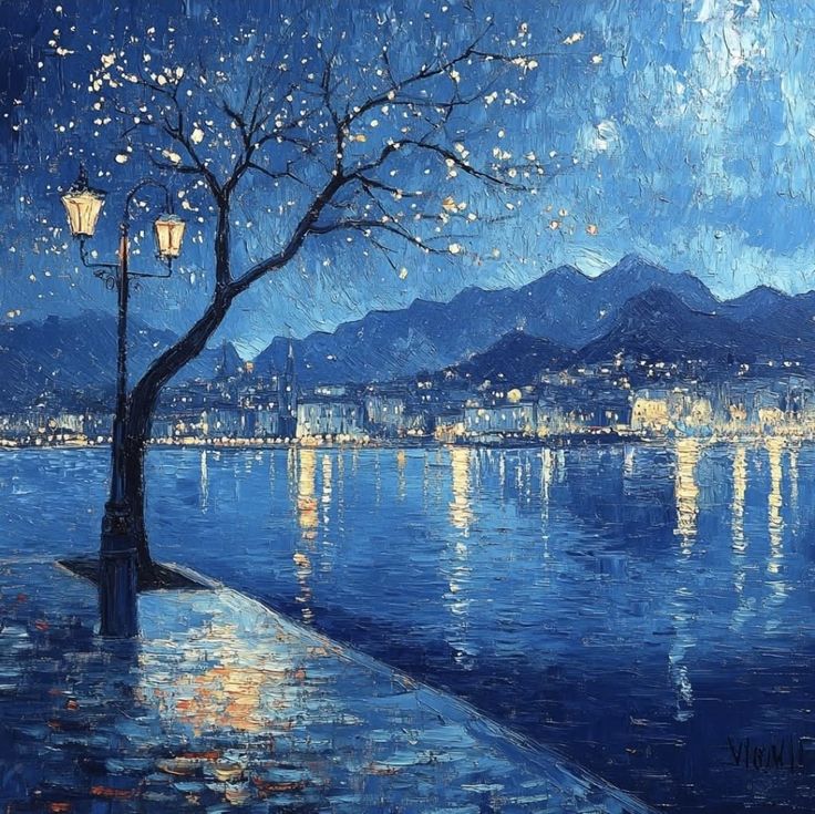 Midnight Reflections – Enchanted Lakeside Nightscape Wall Art