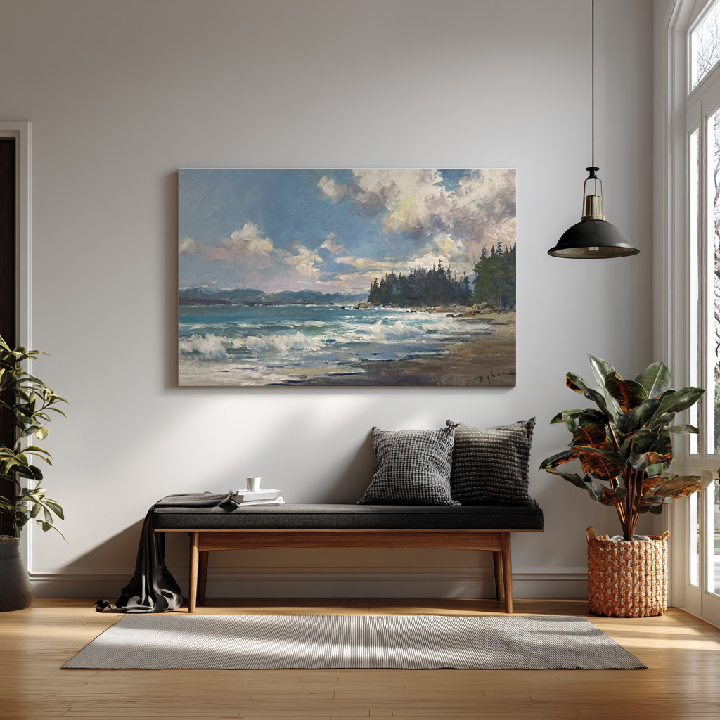 Coastal Breeze Escape – Tranquil Oceanfront Landscape Wall Art — alternate view