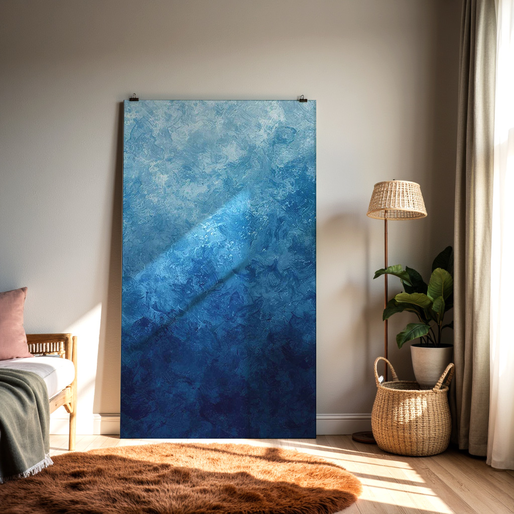 Deep Blue Drift – Abstract Ocean Texture Wall Art — alternate view