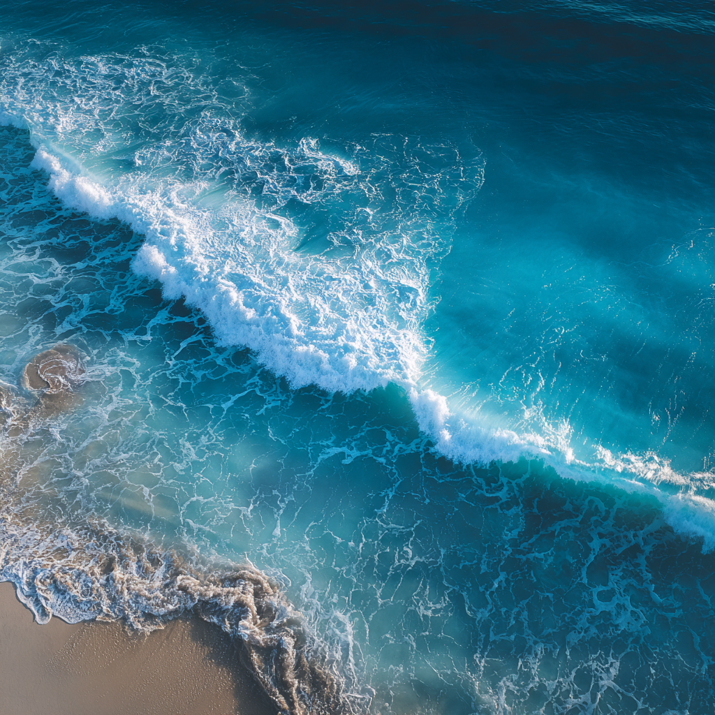 Aqua Serenity – Crystal Blue Ocean Wave Wall Art