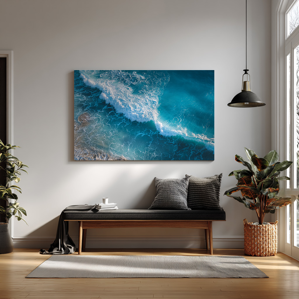 Aqua Serenity – Crystal Blue Ocean Wave Wall Art — alternate view