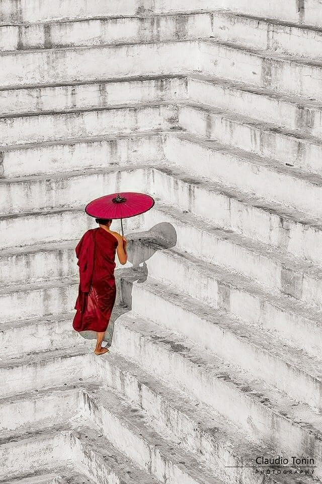 Minimal Monk Wall Art | Buddhist Meditation Staircase Photography