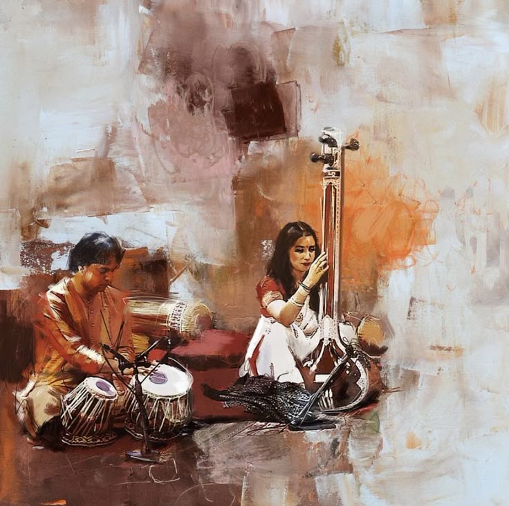 Indian Classical Music Painting | Tabla and Tanpura Wall Art
