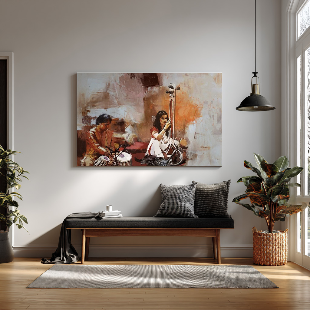 Indian Classical Music Painting | Tabla and Tanpura Wall Art — alternate view
