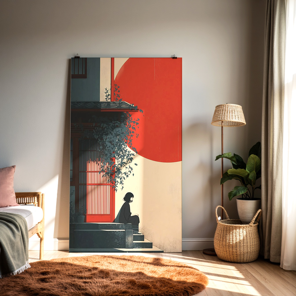 Zen Meditation Wall Art | Minimalist Monk in Meditation Artwork — alternate view