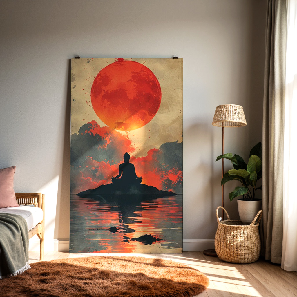 Deep Red Abstract Wall Art — alternate view