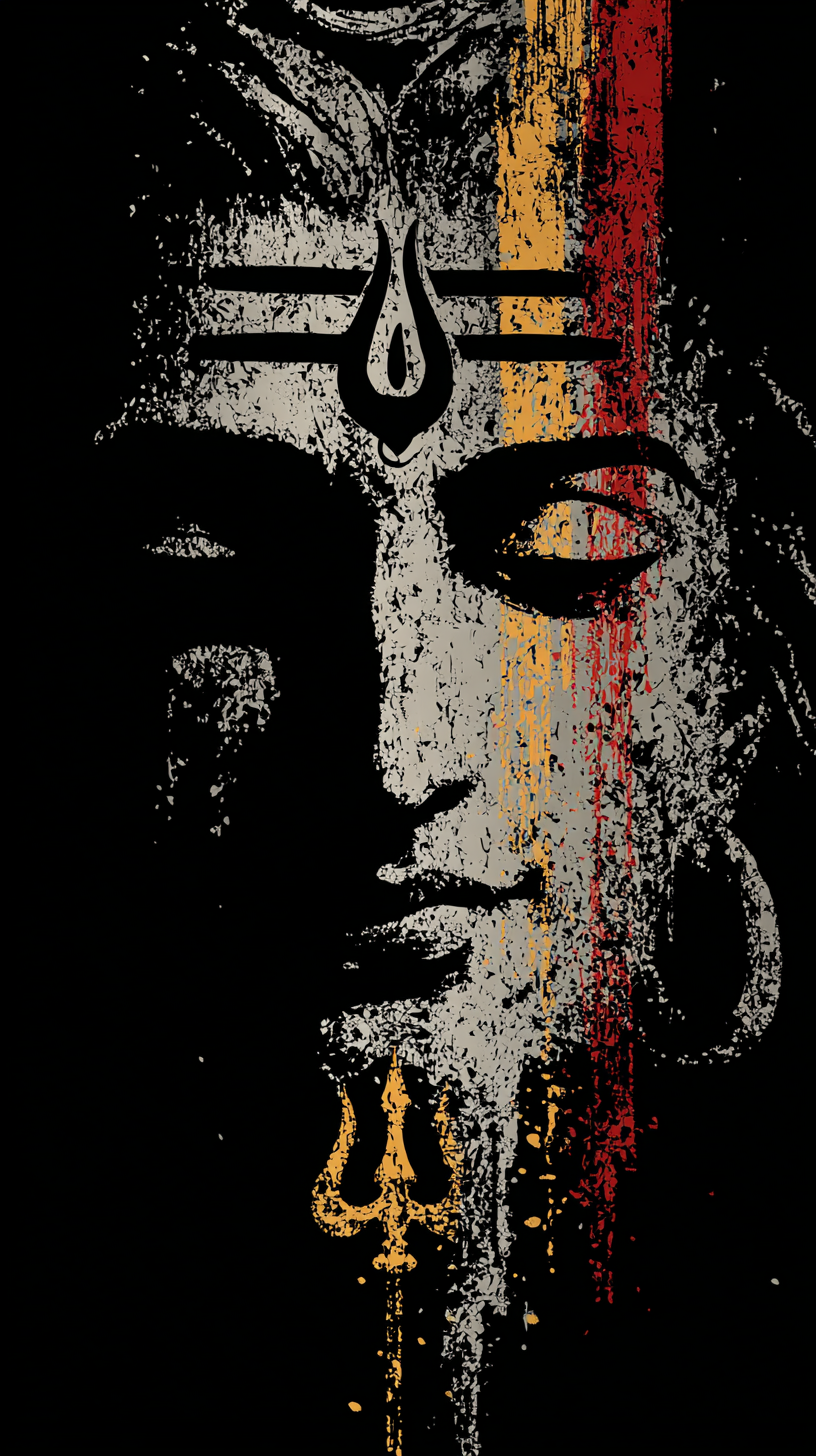 Shiva Trishul Abstract Wall Art