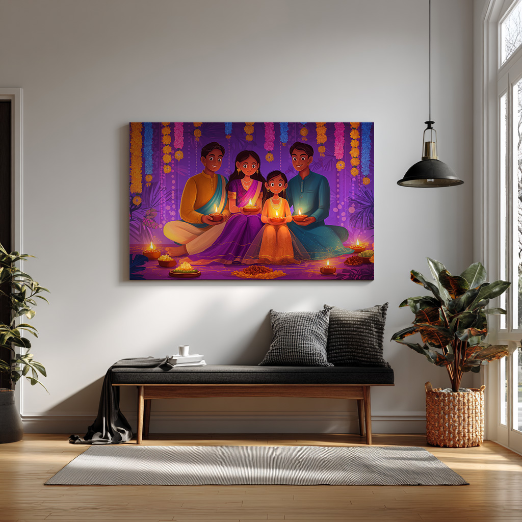 Diwali Family Celebration Wall Art — alternate view