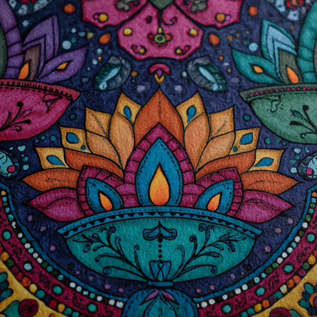 Colorful Mandala Lotus Wall Art