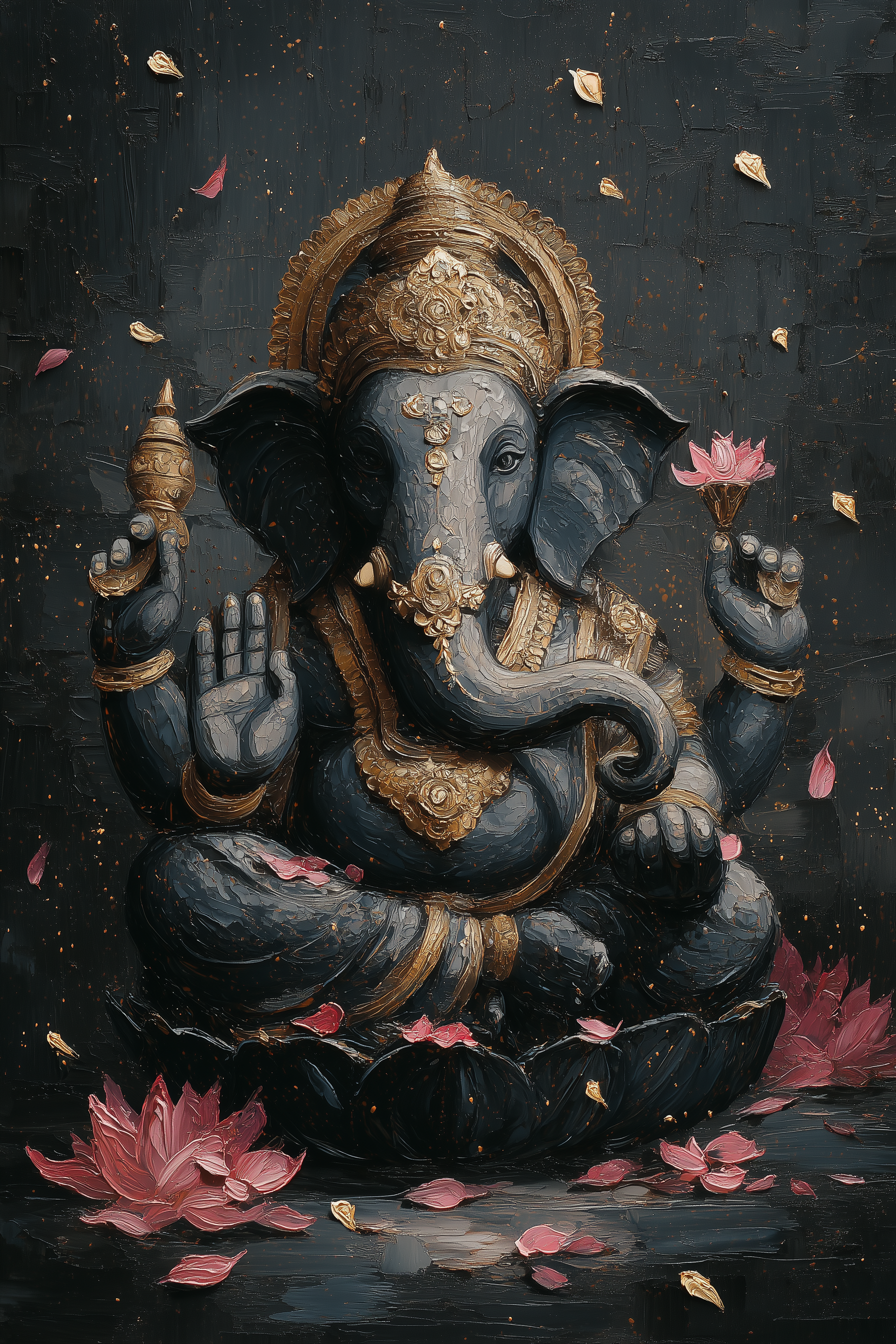 Elegant Lord Ganesha Lotus Wall Art