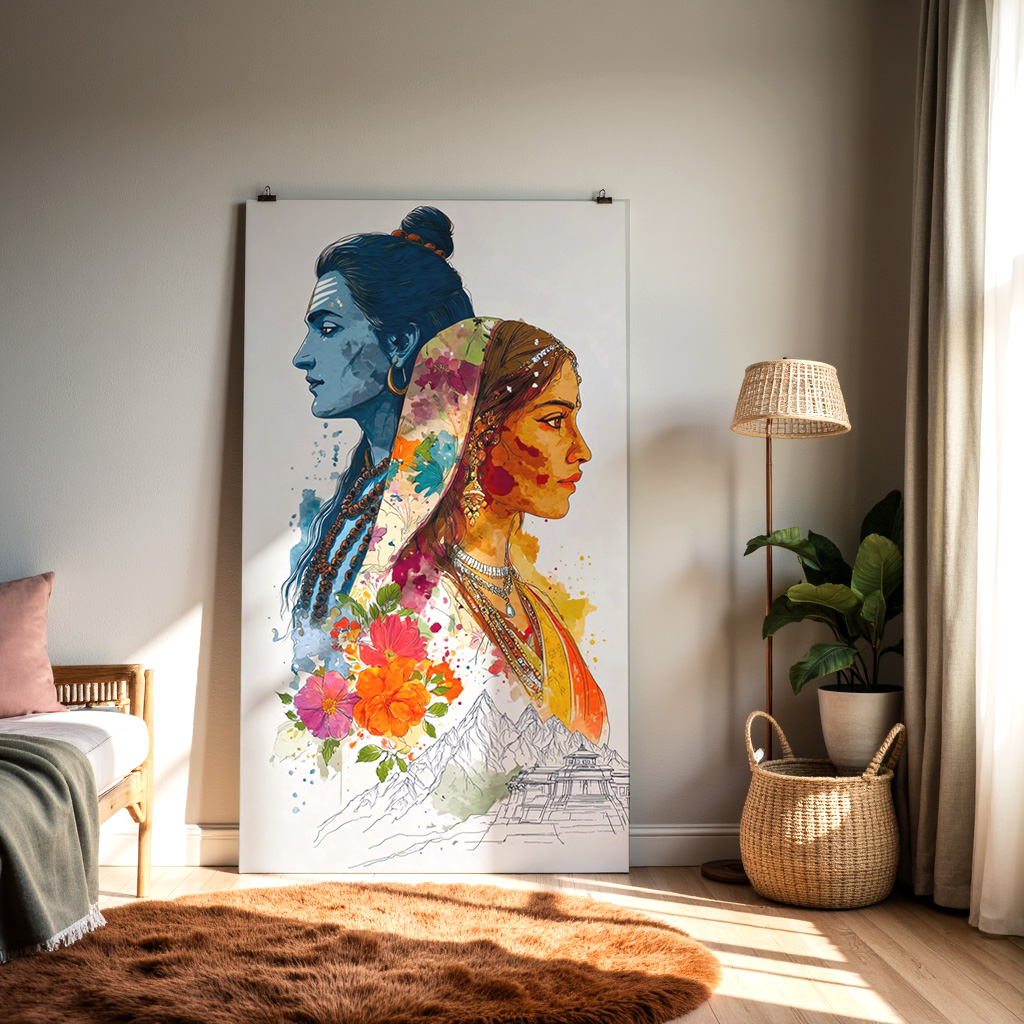 Divine Union of Shiva & Parvati Abstract Art — alternate view
