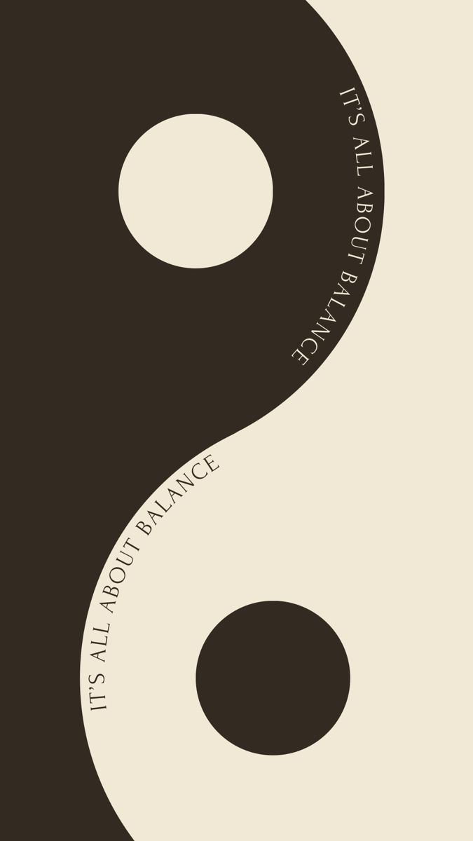 It’s All About Balance Wall Art – Minimalist Yin Yang Typography Print