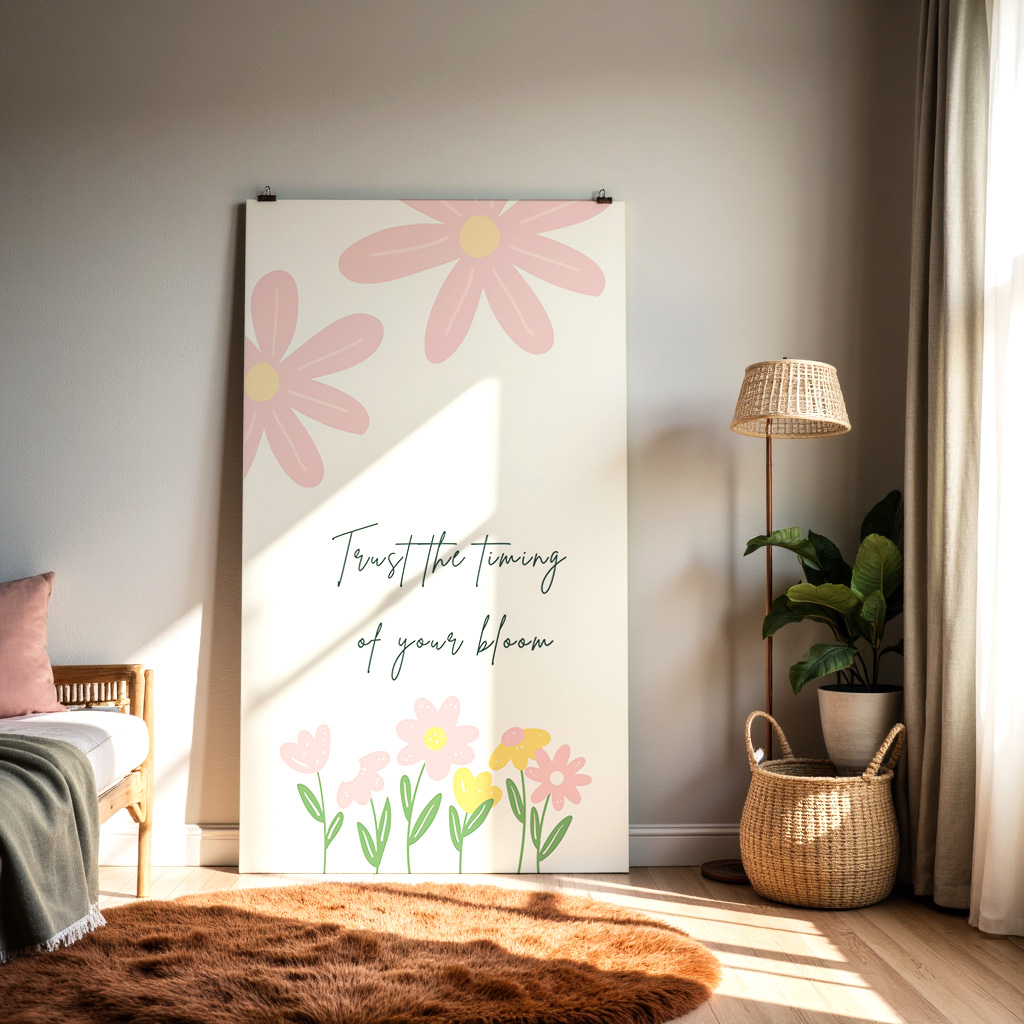 Trust the Timing of Your Bloom Wall Art – Floral Inspirational Quote Print — alternate view