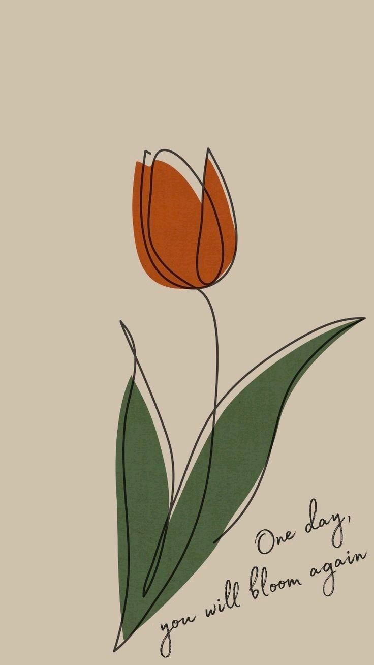 One Day You Will Bloom Again Wall Art – Minimal Tulip Inspirational Quote Print