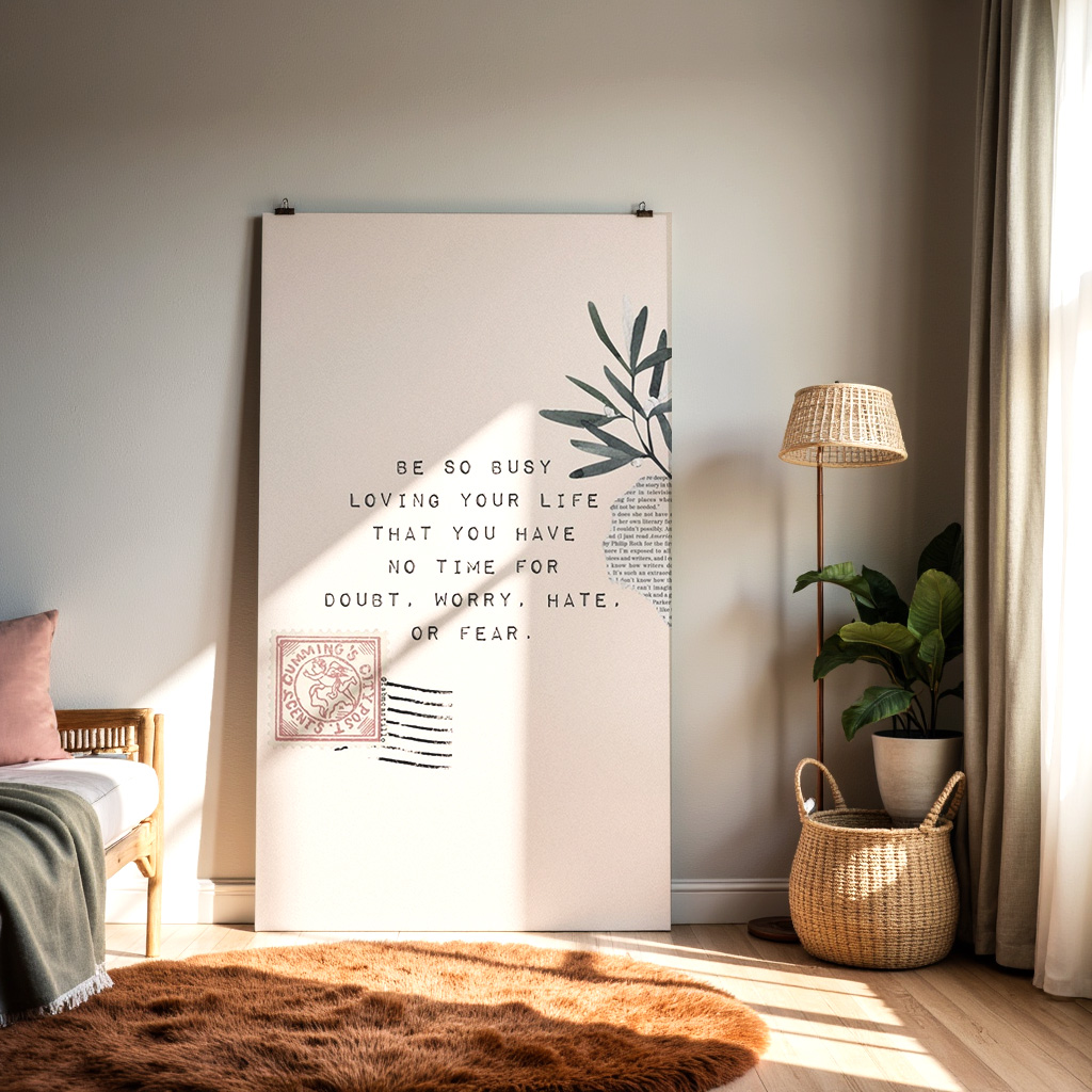 Be So Busy Loving Your Life Wall Art – Inspirational Quote Minimal Print — alternate view