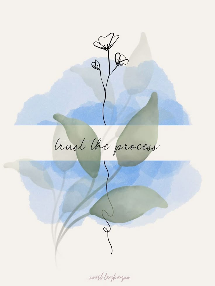 Trust the Process Wall Art – Minimal Botanical Inspirational Quote Print