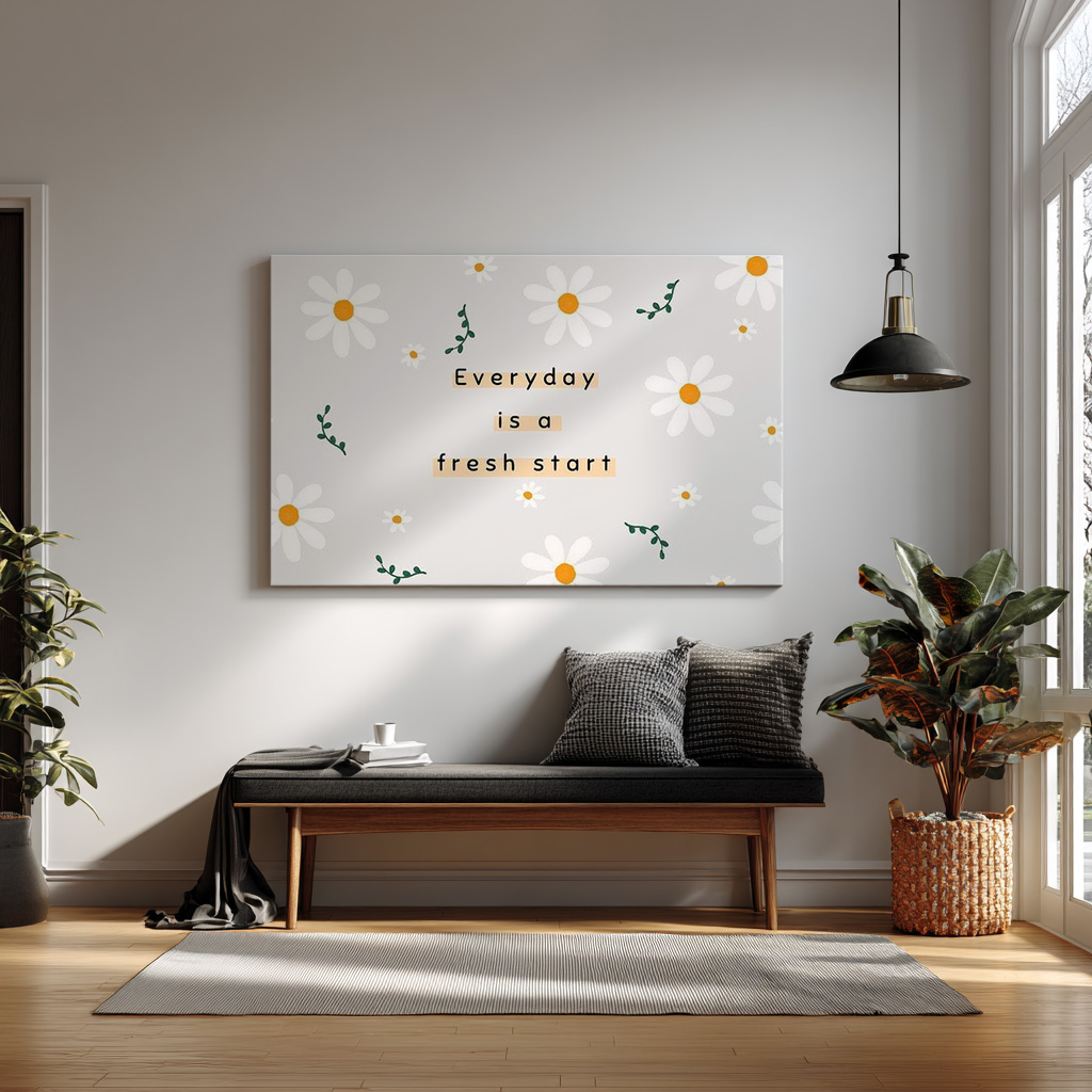 Everyday Is a Fresh Start Wall Art – Minimal Floral Quote Print — alternate view