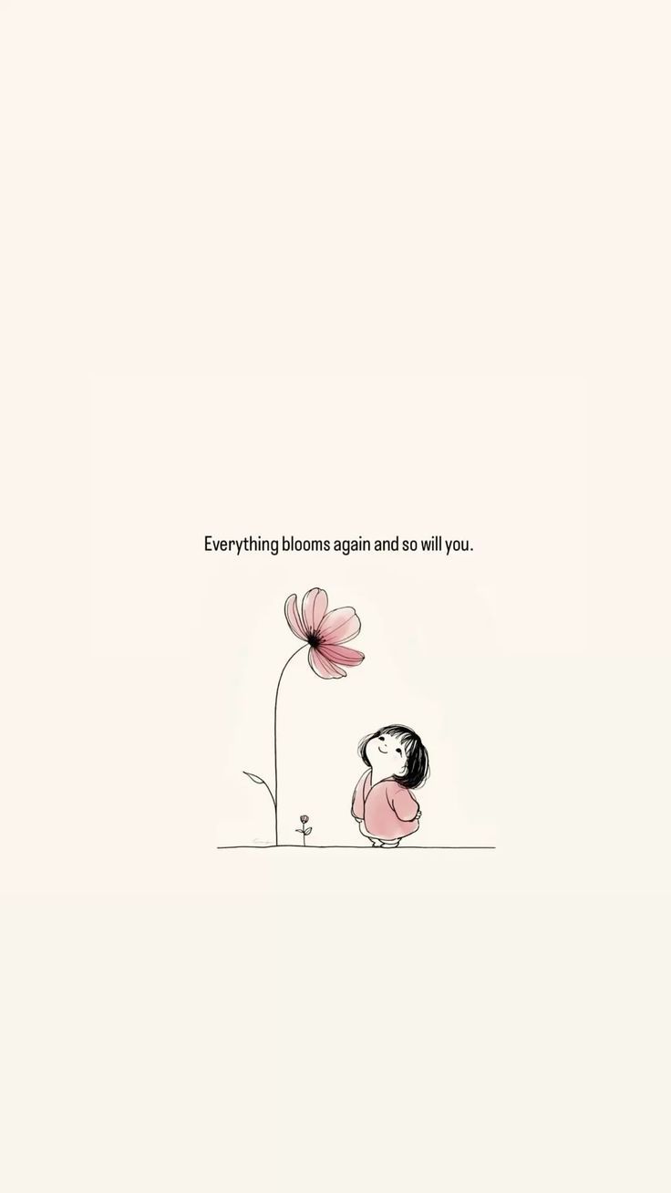 Everything Blooms Again Wall Art – Inspirational Minimal Illustration Print