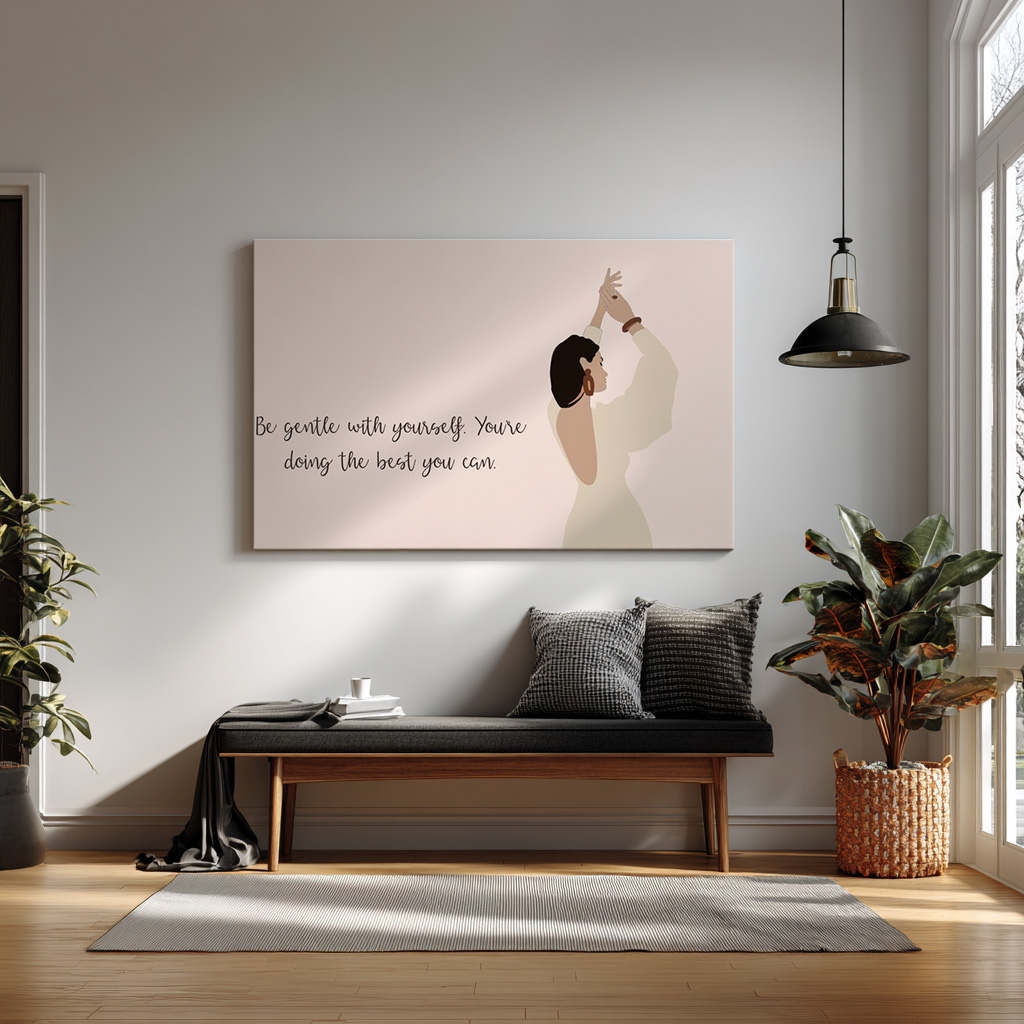 Motivational Quote Wall Art – “Be Gentle with Yourself” — alternate view