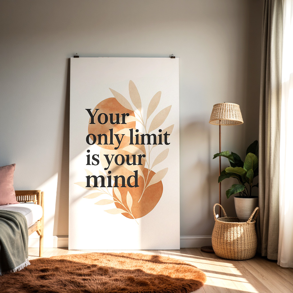 Inspirational Quote Wall Art – “Your Only Limit Is Your Mind” — alternate view