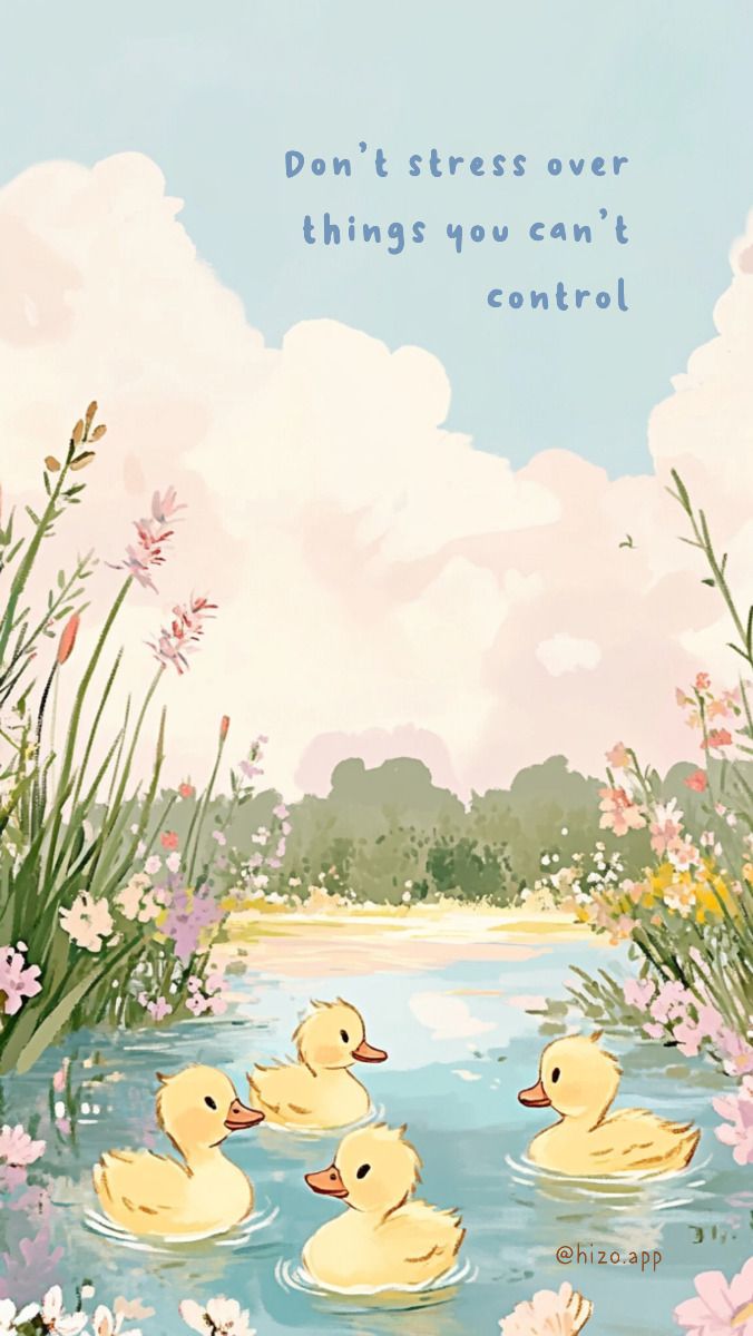 Don’t Stress Over Things You Can’t Control – Motivational Duck Pond Quote Art
