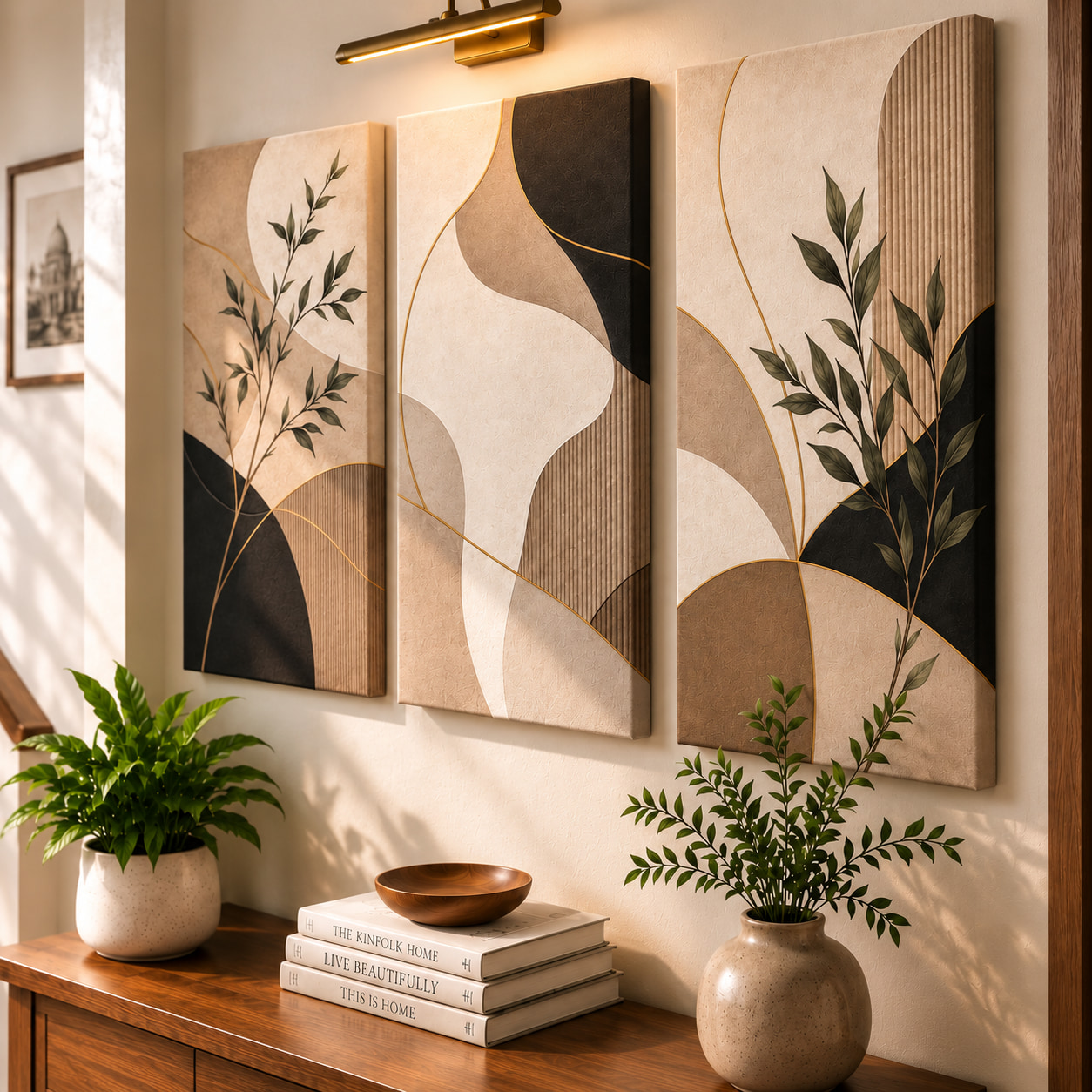 Boho Botanical Abstract Wall Art Set of 3 — alternate view