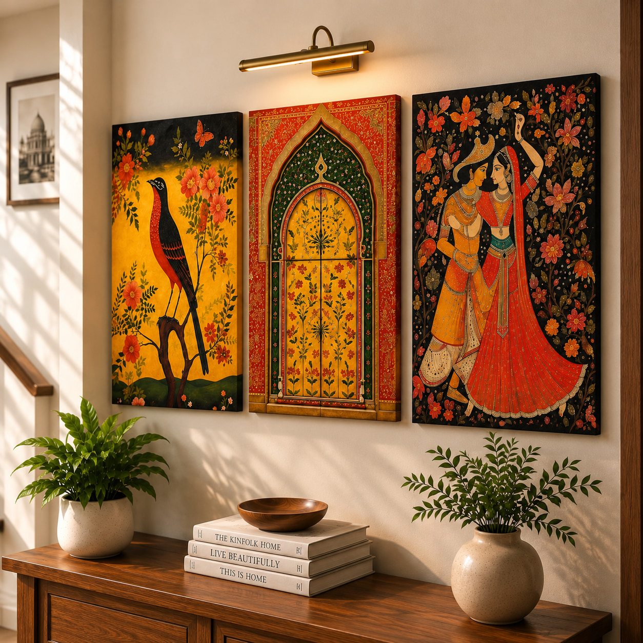 Traditional Indian Mughal Art Set of 3 — alternate view