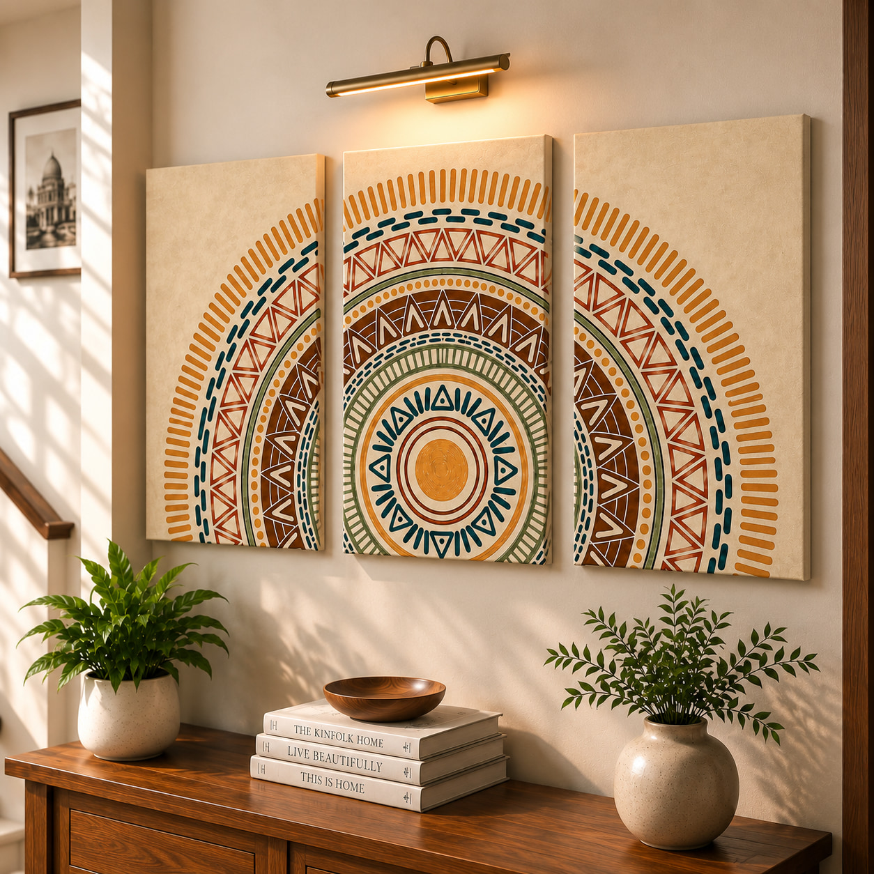 Boho Tribal Mandala Wall Art Set of 3 — alternate view
